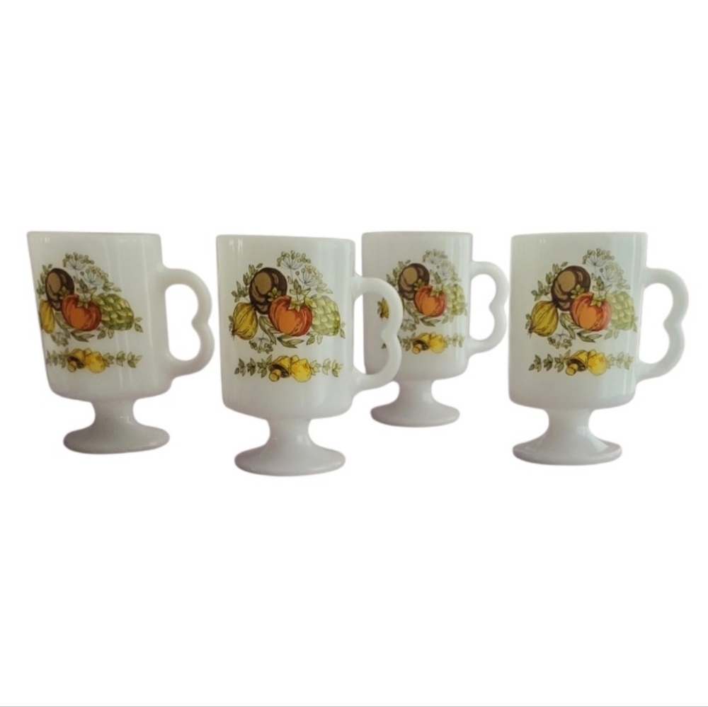 4 Vintage Spice of Life Pedestal Mugs